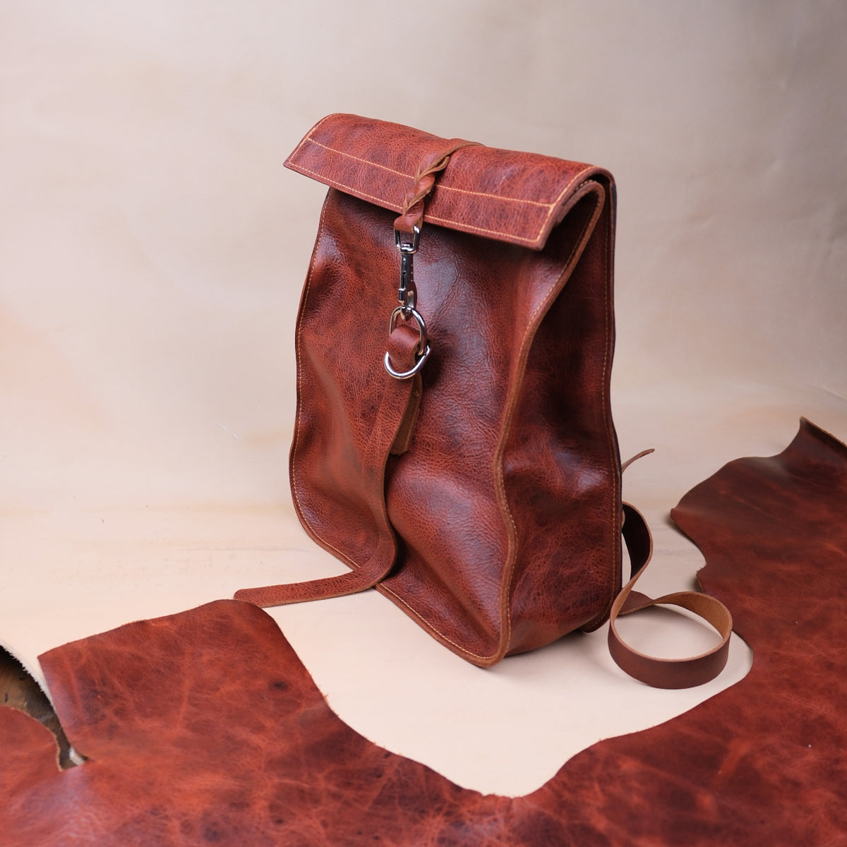 Hakiki Deri Rolltop Sırt Çantası