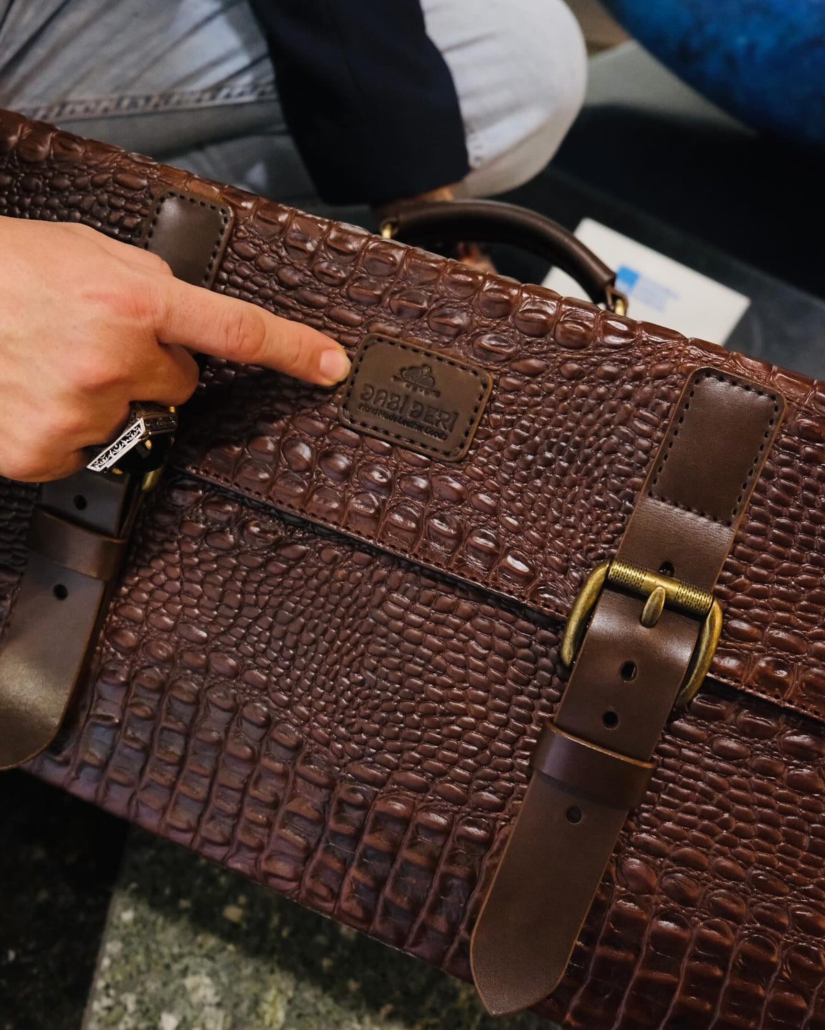 Bordo Kroko Deri Saklama Sandığı — Dabi Deri el yapımı