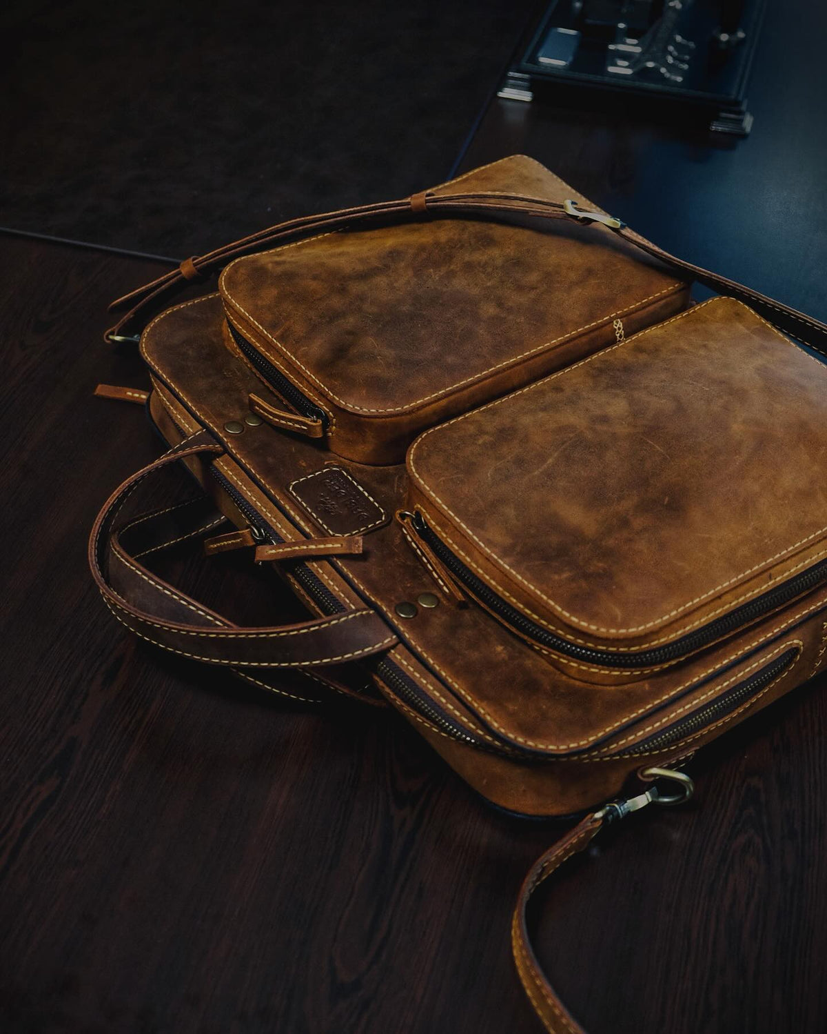 Kahve Deri Laptop ve Evrak Çantası — Dabi Deri el yapımı