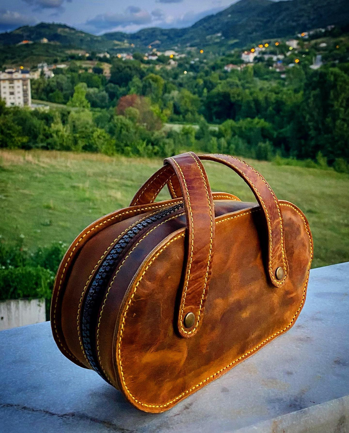 Taba Deri Kapaklı Bel Çantası — Dabi Deri el yapımı