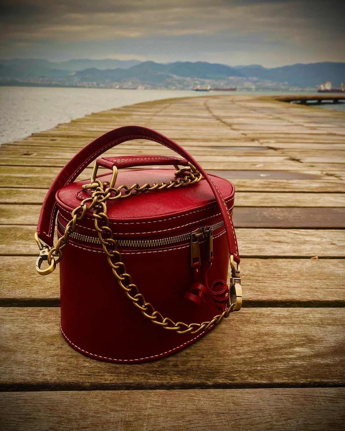 Kırmızı Deri Mini Omuz Çantası — Dabi Deri el yapımı