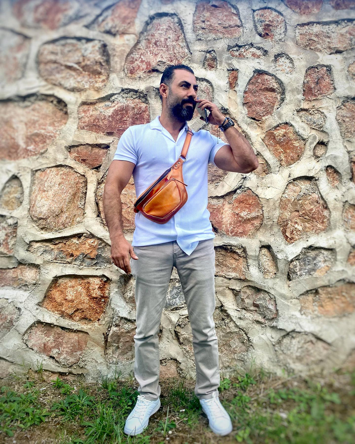 Kızıl Deri Bel Çantası — Dabi Deri el yapımı