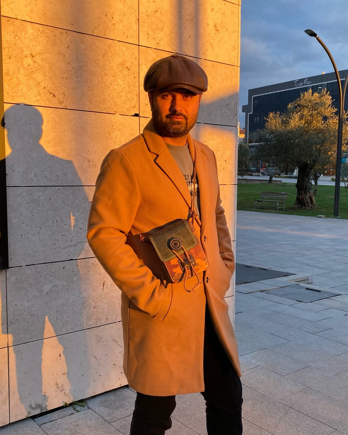 Küçük Kamuflaj Deri Omuz Çantası — Dabi Deri el yapımı