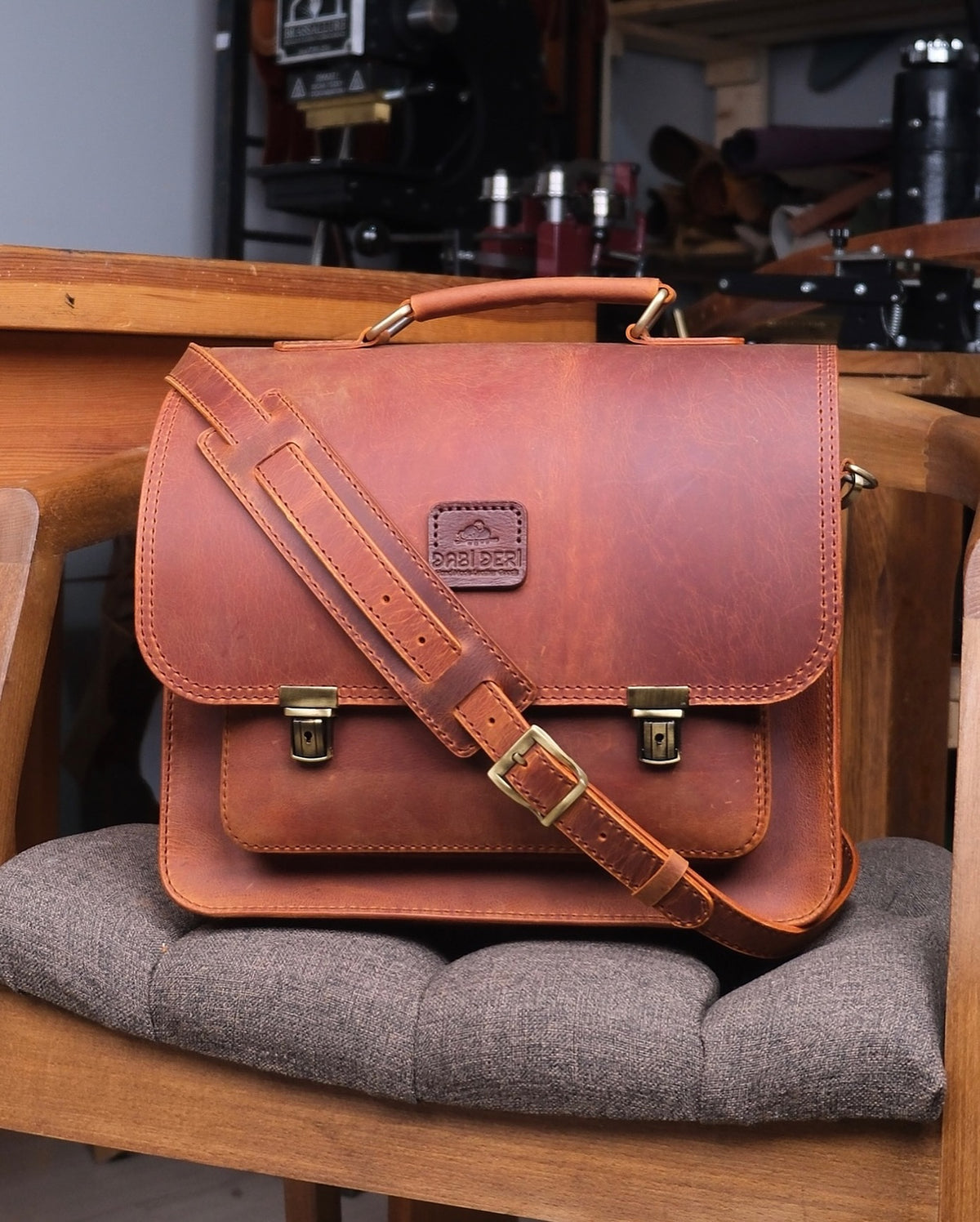 Taba Deri Satchel Çanta — Dabi Deri el yapımı