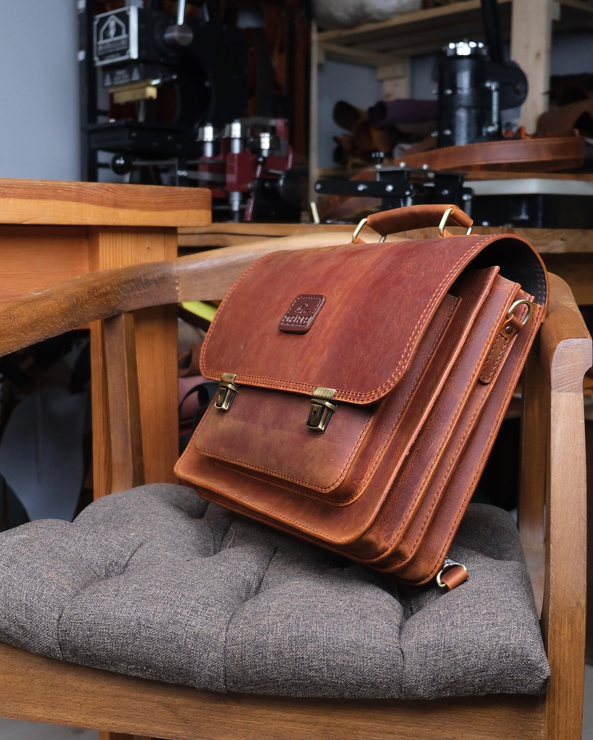 Taba Deri Satchel Çanta — Dabi Deri el yapımı