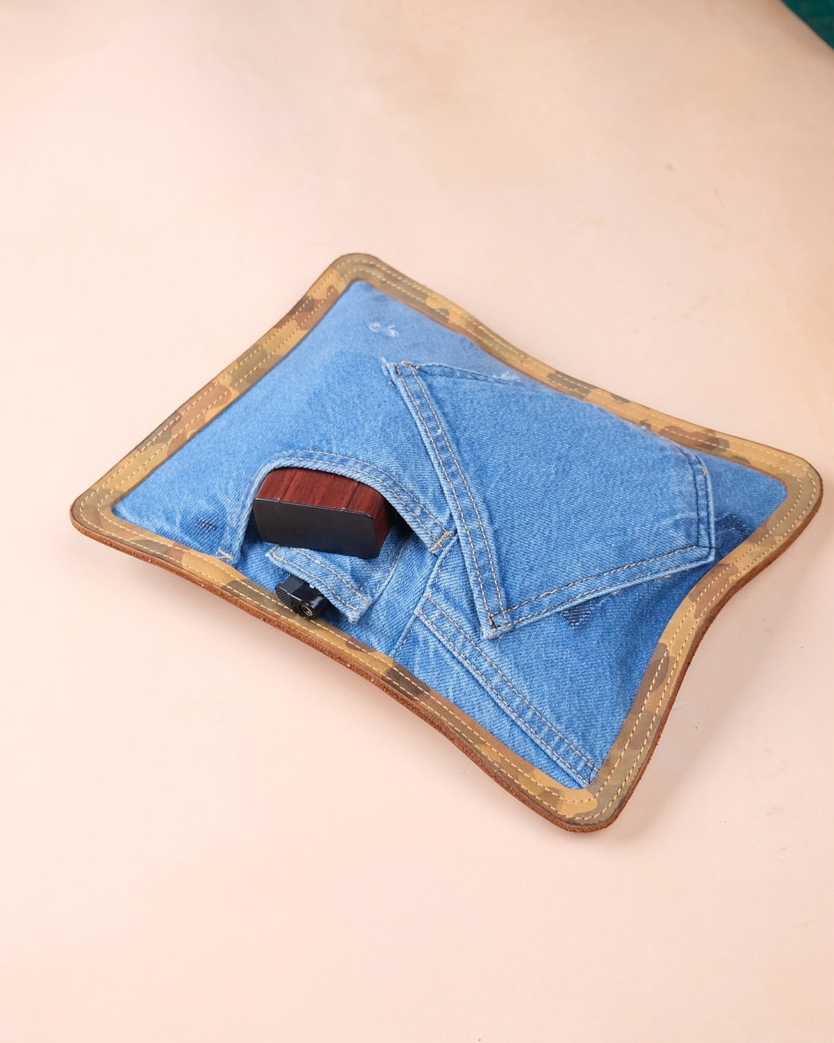 Deri ve Denim Clutch — Dabi Deri el yapımı