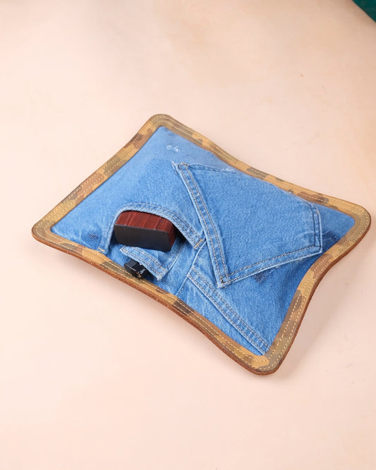 Deri ve Denim Clutch — Dabi Deri el yapımı