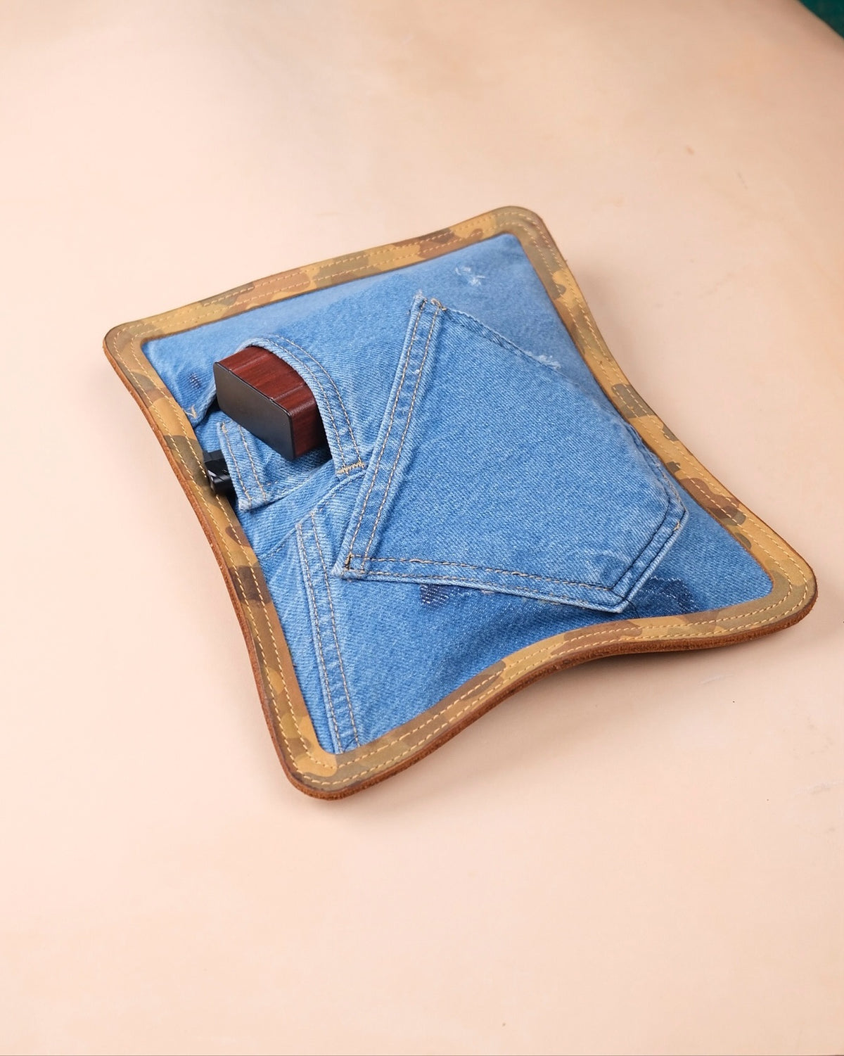 Deri ve Denim Clutch — Dabi Deri el yapımı